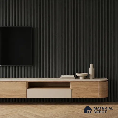 Graphite Black Plain Colour Look PN 07160 9.5 ft x 4.7 inch Charcoal Panel - 11 mm | Suitable for Feature Wall, TV Unit & Living Room | Width is Subjected to 5% Variation