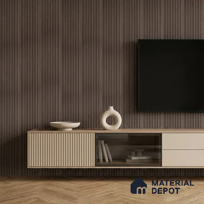 Cappucino Brown Plain Colour Look PN 07161 9.5 ft x 4.7 inch Charcoal Panel - 11 mm | Suitable for Feature Wall, TV Unit & Living Room | Width is Subjected to 5% Variation
