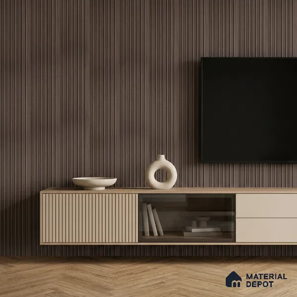 Cappucino Brown Plain Colour Look PN 07161 9.5 ft x 4.7 inch Charcoal Panel - 11 mm | Suitable for Feature Wall, TV Unit & Living Room | Width is Subjected to 5% Variation