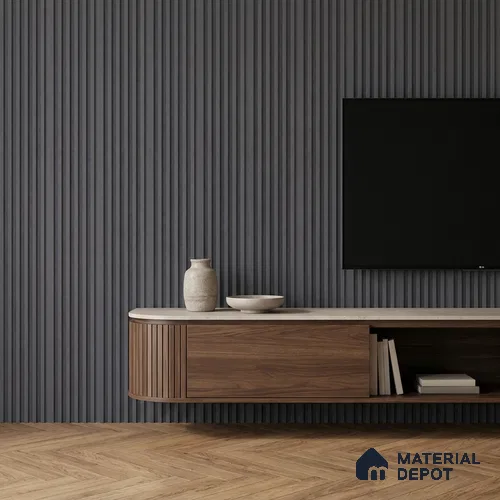 Graphite Grey Plain Colour Look PN 07170 9.5 ft x 4.7 inch Charcoal Panel - 11 mm | Suitable for Feature Wall, TV Unit & Living Room | Width is Subjected to 5% Variation
