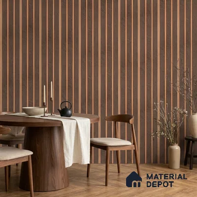 Cappucino Brown Leather Look PN 07456 8 ft x 4.8 inch PVC Panel - 10 mm | Suitable for Living Room, Bedroom & Office | Width is Subjected to 5% Variation