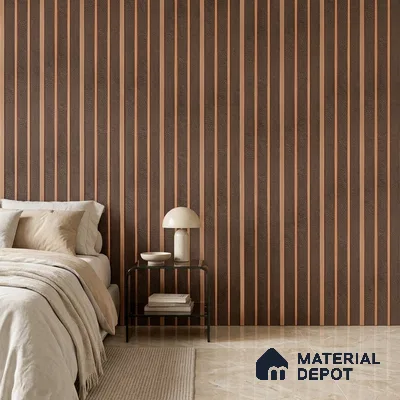 Cappucino Brown Leather Look PN 07456 8 ft x 4.8 inch PVC Panel - 10 mm | Suitable for Living Room, Bedroom & Office | Width is Subjected to 5% Variation