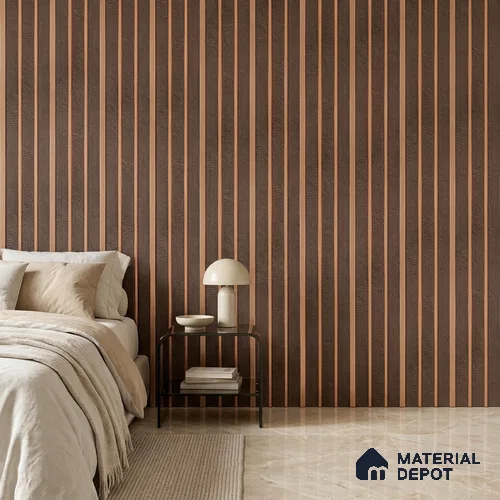 Cappucino Brown Leather Look PN 07456 8 ft x 4.8 inch PVC Panel - 10 mm | Suitable for Living Room, Bedroom & Office | Width is Subjected to 5% Variation