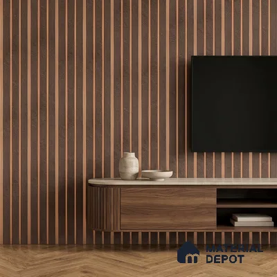Cappucino Brown Leather Look PN 07456 8 ft x 4.8 inch PVC Panel - 10 mm | Suitable for Living Room, Bedroom & Office | Width is Subjected to 5% Variation