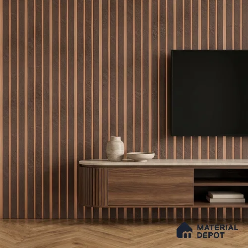 Cappucino Brown Leather Look PN 07456 8 ft x 4.8 inch PVC Panel - 10 mm | Suitable for Living Room, Bedroom & Office | Width is Subjected to 5% Variation