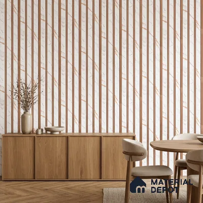 Ivory Pearl Marble Look PN 07459 8 ft x 4.8 inch PVC Panel - 10 mm | Suitable for Living Room, Bedroom & Office | Width is Subjected to 5% Variation