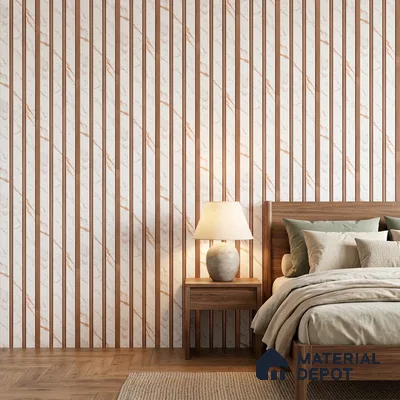 Ivory Pearl Marble Look PN 07459 8 ft x 4.8 inch PVC Panel - 10 mm | Suitable for Living Room, Bedroom & Office | Width is Subjected to 5% Variation