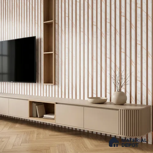 Ivory Pearl Marble Look PN 07459 8 ft x 4.8 inch PVC Panel - 10 mm | Suitable for Living Room, Bedroom & Office | Width is Subjected to 5% Variation