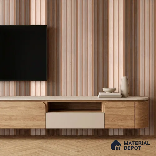 Warm Beige Plain Colour Look PN 07465 8 ft x 4.8 inch PVC Panel - 10 mm | Suitable for Living Room, Bedroom & Office | Width is Subjected to 5% Variation