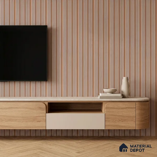 Warm Beige Plain Colour Look PN 07465 8 ft x 4.8 inch PVC Panel - 10 mm | Suitable for Living Room, Bedroom & Office | Width is Subjected to 5% Variation