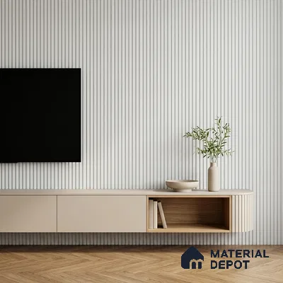 Dove Grey Plain Colour Look PN 07477 8 ft x 4.8 inch PVC Panel - 10 mm | Suitable for Living Room, Bedroom & Office | Width is Subjected to 5% Variation