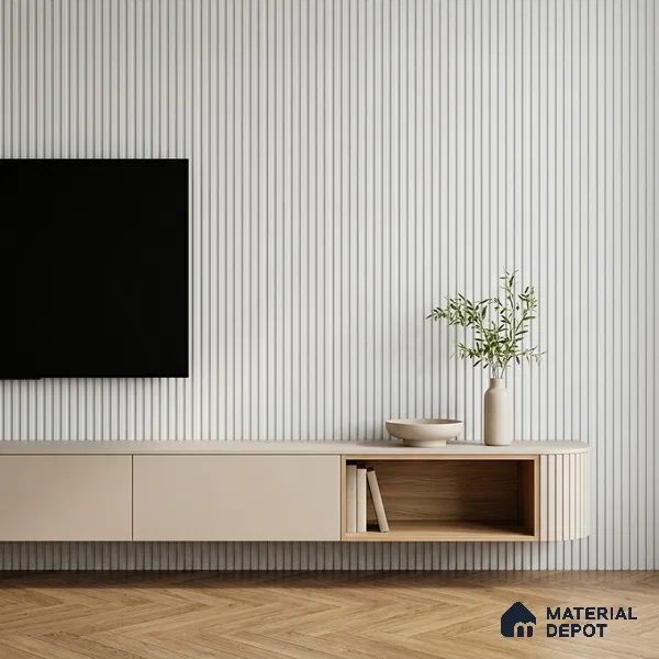 Dove Grey Plain Colour Look PN 07477 8 ft x 4.8 inch PVC Panel - 10 mm | Suitable for Living Room, Bedroom & Office | Width is Subjected to 5% Variation