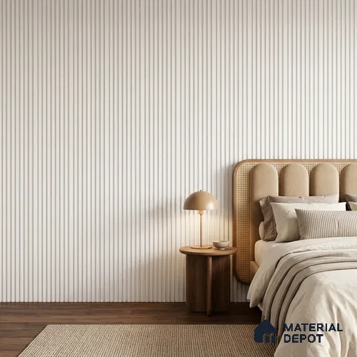 Ivory Beige Plain Colour Look PN 07478 8 ft x 4.8 inch PVC Panel - 10 mm | Suitable for Living Room, Bedroom & Office | Width is Subjected to 5% Variation