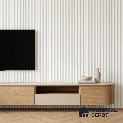 Ivory Beige Plain Colour Look PN 07478 8 ft x 4.8 inch PVC Panel - 10 mm | Suitable for Living Room, Bedroom & Office | Width is Subjected to 5% Variation