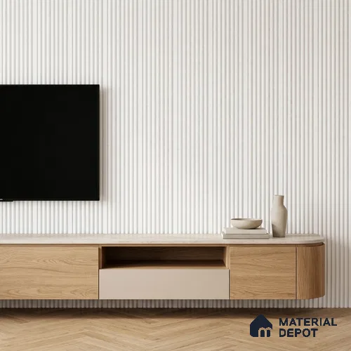 Ivory Beige Plain Colour Look PN 07478 8 ft x 4.8 inch PVC Panel - 10 mm | Suitable for Living Room, Bedroom & Office | Width is Subjected to 5% Variation