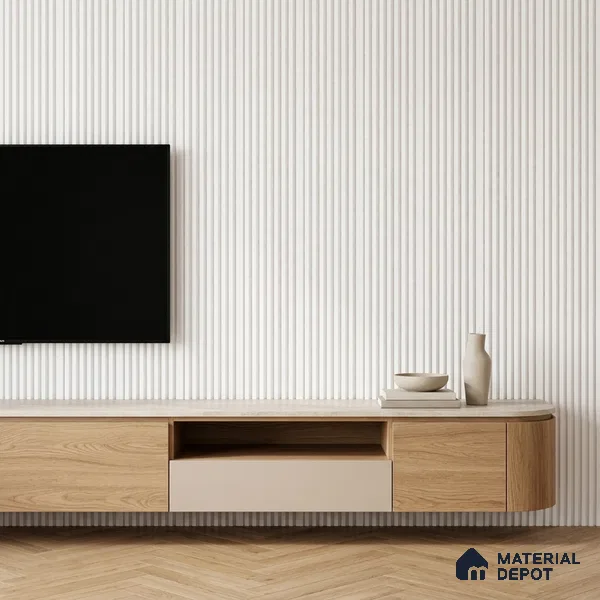 Ivory Beige Plain Colour Look PN 07478 8 ft x 4.8 inch PVC Panel - 10 mm | Suitable for Living Room, Bedroom & Office | Width is Subjected to 5% Variation