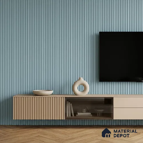 Cloud Grey Plain Colour Look PN 07480 8 ft x 4.8 inch PVC Panel - 10 mm | Suitable for Living Room, Bedroom & Office | Width is Subjected to 5% Variation