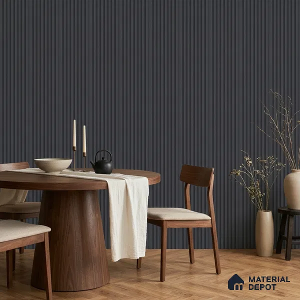 Graphite Grey Plain Colour Look PN 07482 8 ft x 4.8 inch PVC Panel - 10 mm | Suitable for Living Room, Bedroom & Office | Width is Subjected to 5% Variation