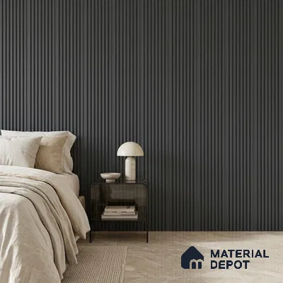 Graphite Grey Plain Colour Look PN 07482 8 ft x 4.8 inch PVC Panel - 10 mm | Suitable for Living Room, Bedroom & Office | Width is Subjected to 5% Variation