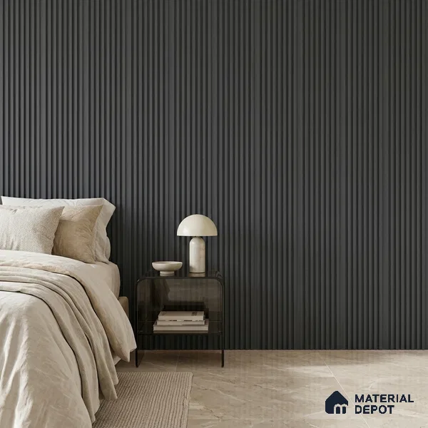 Graphite Grey Plain Colour Look PN 07482 8 ft x 4.8 inch PVC Panel - 10 mm | Suitable for Living Room, Bedroom & Office | Width is Subjected to 5% Variation