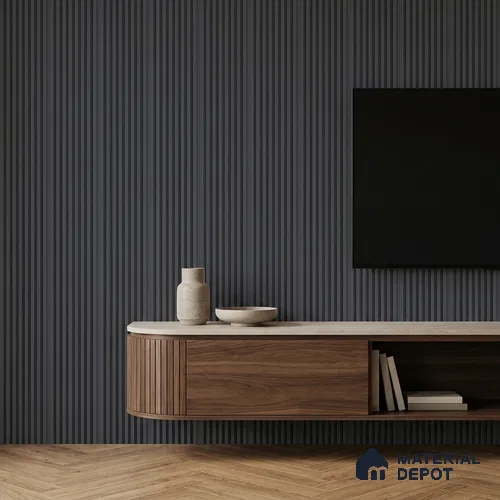 Graphite Grey Plain Colour Look PN 07482 8 ft x 4.8 inch PVC Panel - 10 mm | Suitable for Living Room, Bedroom & Office | Width is Subjected to 5% Variation