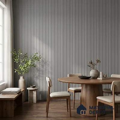 Mist Grey Plain Colour Look PN 07483 8 ft x 4.8 inch PVC Panel - 10 mm | Suitable for Living Room, Bedroom & Office | Width is Subjected to 5% Variation