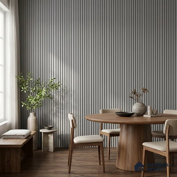 Mist Grey Plain Colour Look PN 07483 8 ft x 4.8 inch PVC Panel - 10 mm | Suitable for Living Room, Bedroom & Office | Width is Subjected to 5% Variation