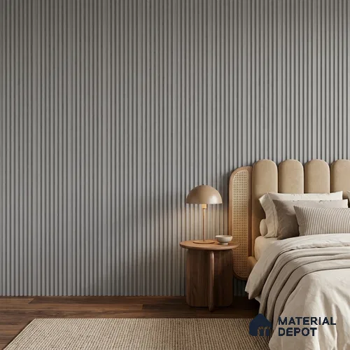 Mist Grey Plain Colour Look PN 07483 8 ft x 4.8 inch PVC Panel - 10 mm | Suitable for Living Room, Bedroom & Office | Width is Subjected to 5% Variation