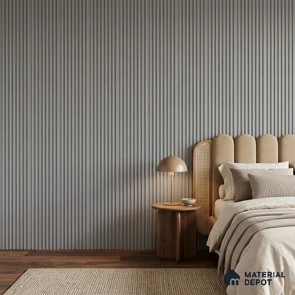 Mist Grey Plain Colour Look PN 07483 8 ft x 4.8 inch PVC Panel - 10 mm | Suitable for Living Room, Bedroom & Office | Width is Subjected to 5% Variation
