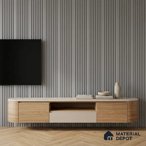 Mist Grey Plain Colour Look PN 07483 8 ft x 4.8 inch PVC Panel - 10 mm | Suitable for Living Room, Bedroom & Office | Width is Subjected to 5% Variation