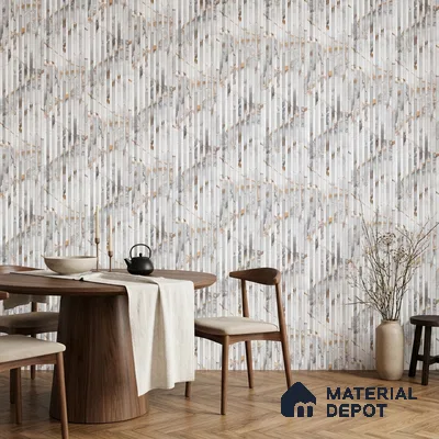 Dove Grey Marble Look PN 07484 8 ft x 4.8 inch PVC Panel - 10 mm | Suitable for Living Room, Bedroom & Office | Width is Subjected to 5% Variation