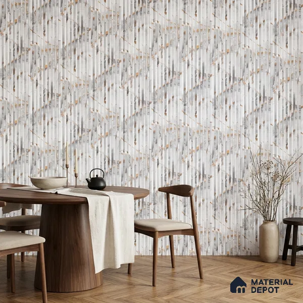 Dove Grey Marble Look PN 07484 8 ft x 4.8 inch PVC Panel - 10 mm | Suitable for Living Room, Bedroom & Office | Width is Subjected to 5% Variation