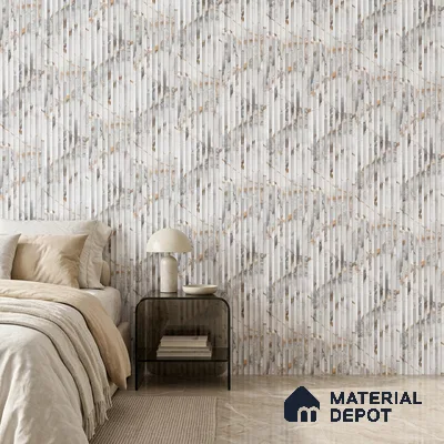 Dove Grey Marble Look PN 07484 8 ft x 4.8 inch PVC Panel - 10 mm | Suitable for Living Room, Bedroom & Office | Width is Subjected to 5% Variation