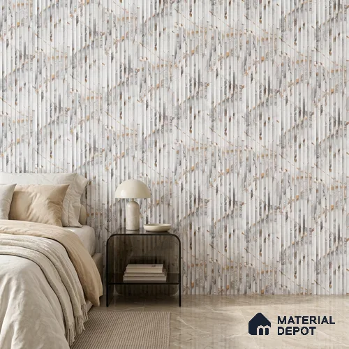 Dove Grey Marble Look PN 07484 8 ft x 4.8 inch PVC Panel - 10 mm | Suitable for Living Room, Bedroom & Office | Width is Subjected to 5% Variation
