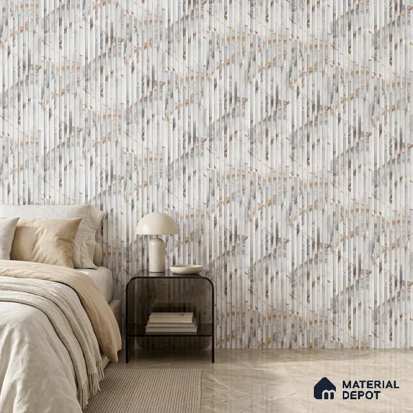 Dove Grey Marble Look PN 07484 8 ft x 4.8 inch PVC Panel - 10 mm | Suitable for Living Room, Bedroom & Office | Width is Subjected to 5% Variation
