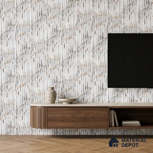 Dove Grey Marble Look PN 07484 8 ft x 4.8 inch PVC Panel - 10 mm | Suitable for Living Room, Bedroom & Office | Width is Subjected to 5% Variation
