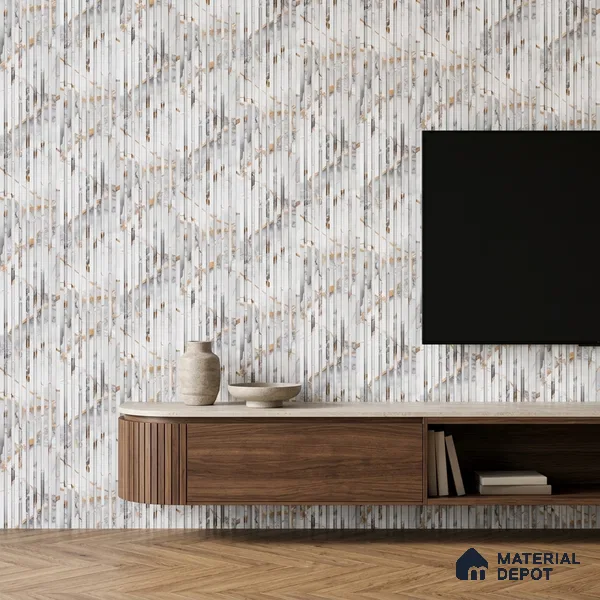 Dove Grey Marble Look PN 07484 8 ft x 4.8 inch PVC Panel - 10 mm | Suitable for Living Room, Bedroom & Office | Width is Subjected to 5% Variation