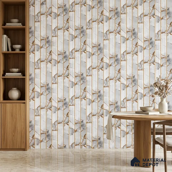 Dove Grey Marble Look PN 07508 8 ft x 6 inch PVC Panel - 10 mm | Suitable for Living Room, Bedroom & Office | Width is Subjected to 5% Variation
