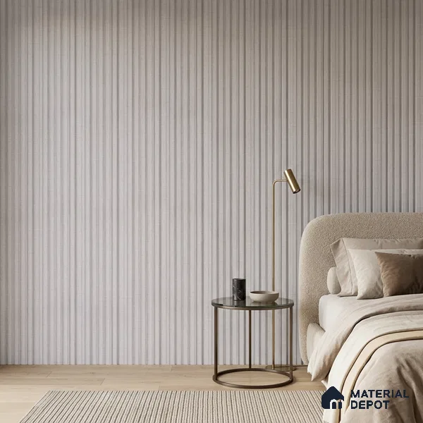 Light Grey Fabric Look PN 07599 9.5 ft x 4.9 inch Charcoal Panel - 12 mm | Suitable for Feature Wall, TV Unit & Living Room | Width is Subjected to 5% Variation