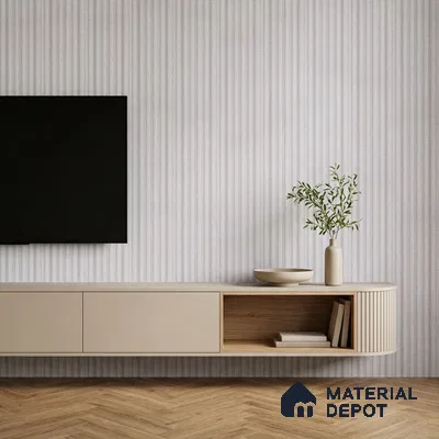 Light Grey Fabric Look PN 07599 9.5 ft x 4.9 inch Charcoal Panel - 12 mm | Suitable for Feature Wall, TV Unit & Living Room | Width is Subjected to 5% Variation
