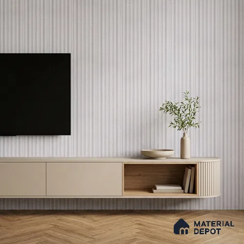 Light Grey Fabric Look PN 07599 9.5 ft x 4.9 inch Charcoal Panel - 12 mm | Suitable for Feature Wall, TV Unit & Living Room | Width is Subjected to 5% Variation