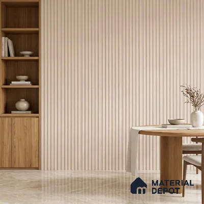 Cappuccino Beige Fabric Look PN 07601 9.5 ft x 4.9 inch Charcoal Panel - 12 mm | Suitable for Feature Wall, TV Unit & Living Room | Width is Subjected to 5% Variation