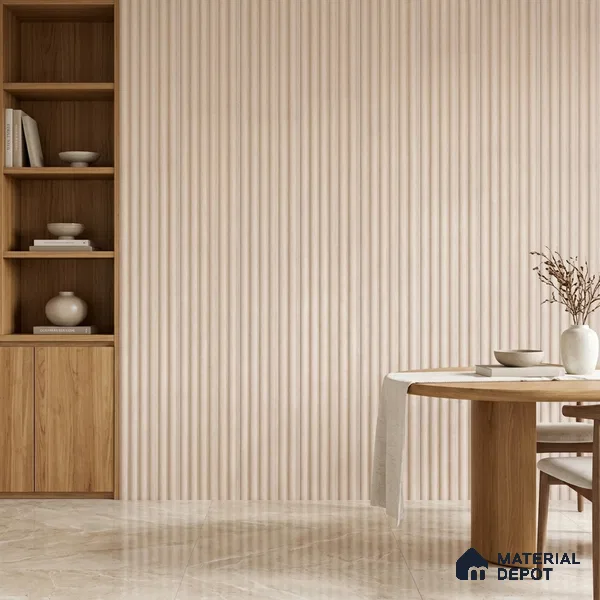 Cappuccino Beige Fabric Look PN 07601 9.5 ft x 4.9 inch Charcoal Panel - 12 mm | Suitable for Feature Wall, TV Unit & Living Room | Width is Subjected to 5% Variation