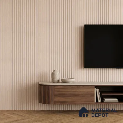 Cappuccino Beige Fabric Look PN 07601 9.5 ft x 4.9 inch Charcoal Panel - 12 mm | Suitable for Feature Wall, TV Unit & Living Room | Width is Subjected to 5% Variation