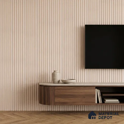 Cappuccino Beige Fabric Look PN 07601 9.5 ft x 4.9 inch Charcoal Panel - 12 mm | Suitable for Feature Wall, TV Unit & Living Room | Width is Subjected to 5% Variation