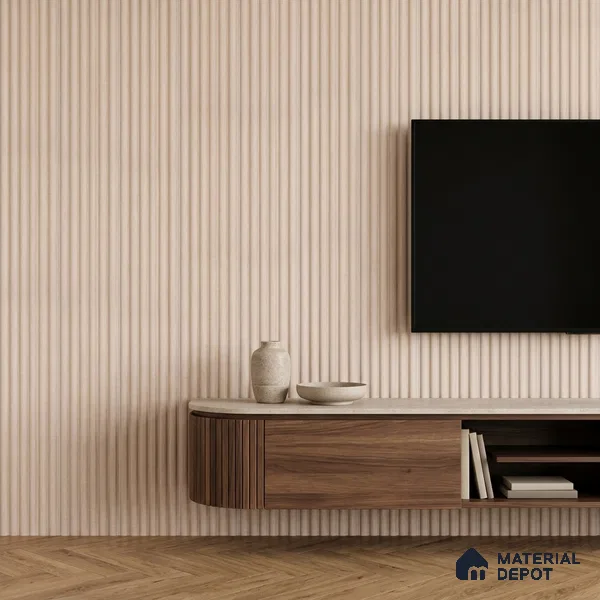 Cappuccino Beige Fabric Look PN 07601 9.5 ft x 4.9 inch Charcoal Panel - 12 mm | Suitable for Feature Wall, TV Unit & Living Room | Width is Subjected to 5% Variation