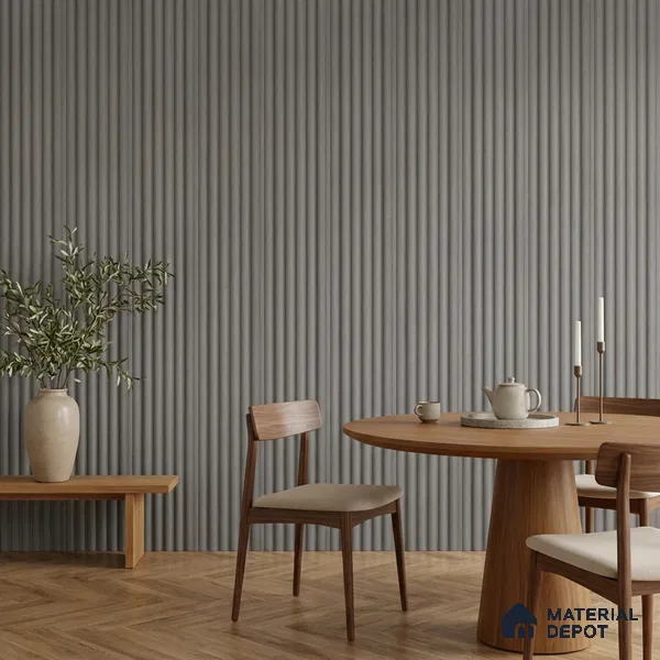 Mid Grey Plain Colour Look PN 07605 9.5 ft x 4.9 inch Charcoal Panel - 12 mm | Suitable for Feature Wall, TV Unit & Living Room | Width is Subjected to 5% Variation