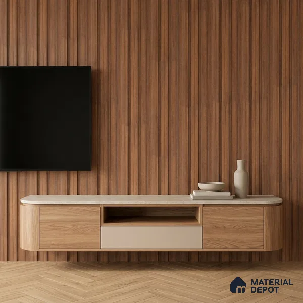 Wooden Look PN 07698 9.1 ft x 4.9 inch Charcoal Panel - 12 mm | Suitable for Living Room, Bedroom & TV Cabinet | Width is Subjected to 5% Variation