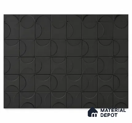Charcoal Arc Geometric Carved 9.4 ft x 7.5 ft CNC Made HDHMR Panel - 25 mm