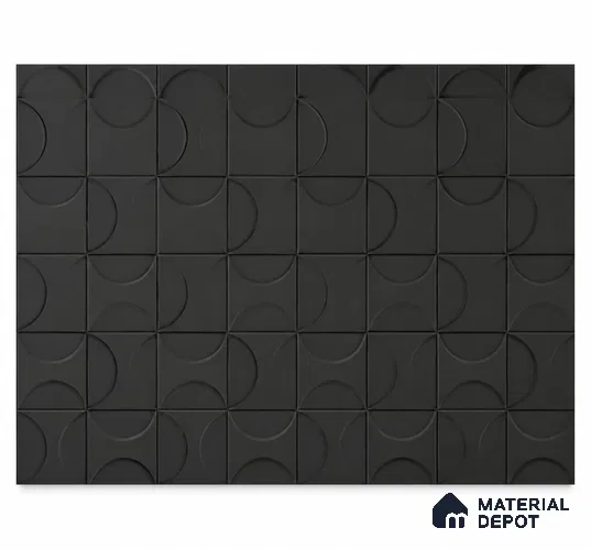 Charcoal Arc Geometric Carved 9.4 ft x 7.5 ft CNC Made HDHMR Panel - 25 mm